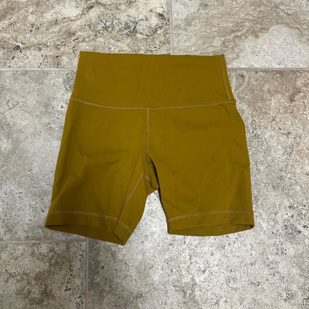 Lululemon Mustard High-Waisted Biker Shorts
